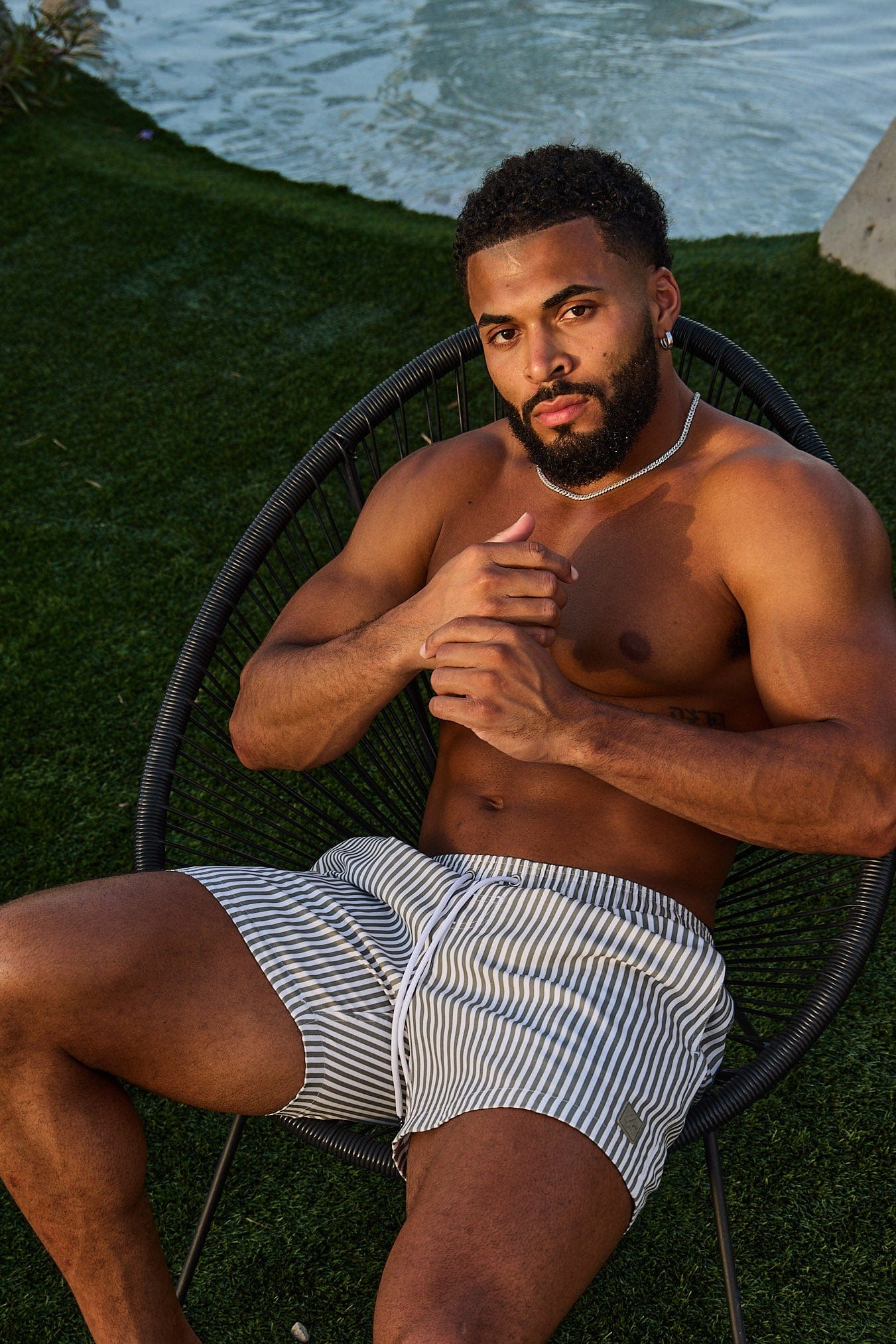 1056 - Striped Swim Shorts